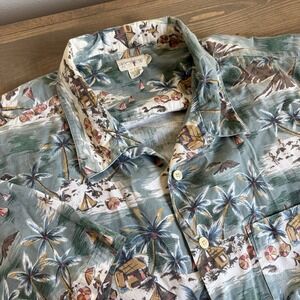 J. Crew Men's XL Hawaiian Oarsman Vintage 90's Short Sleeve Button Up Shirt Top